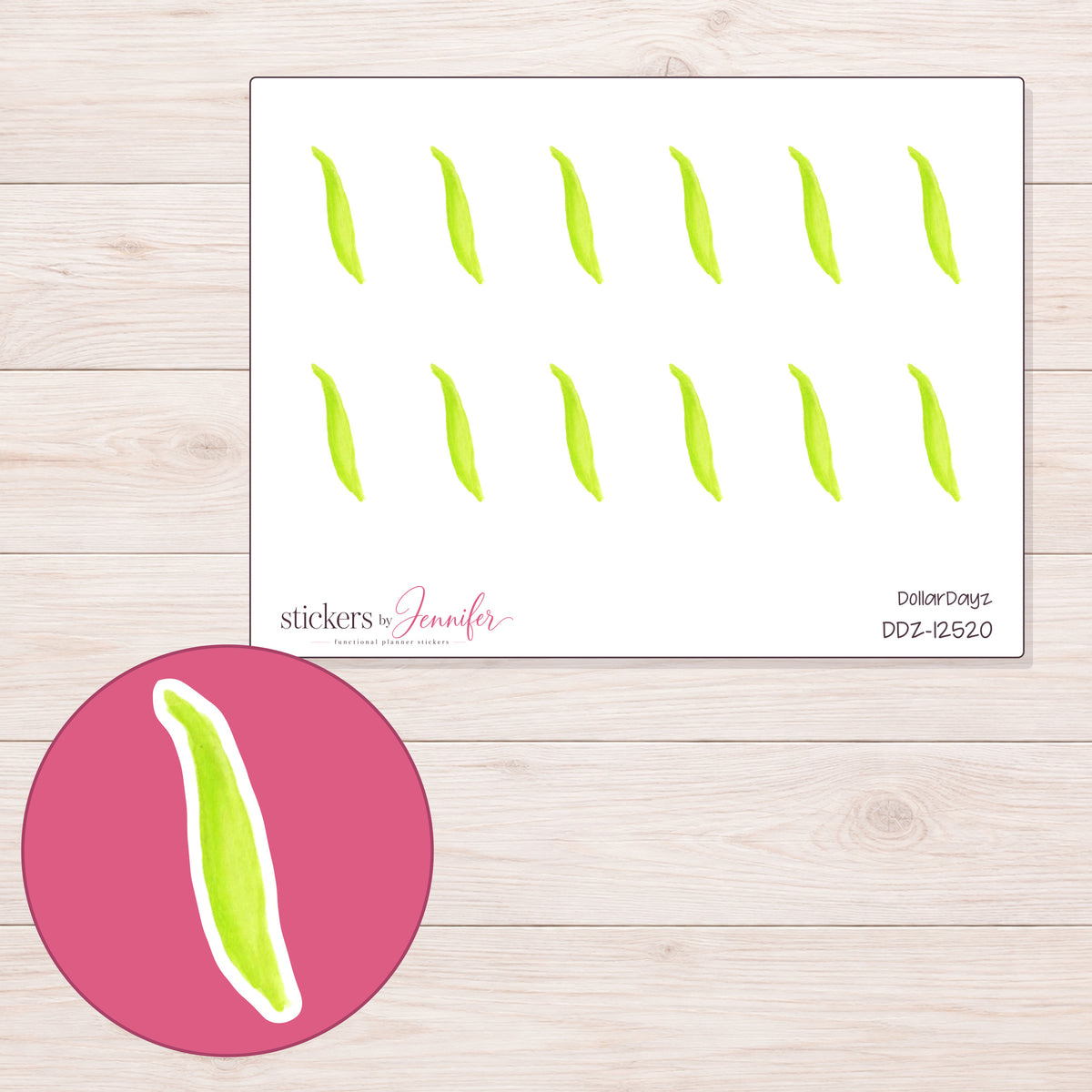 DDZ-12520 planner sticker sheet with enlarged sticker detail