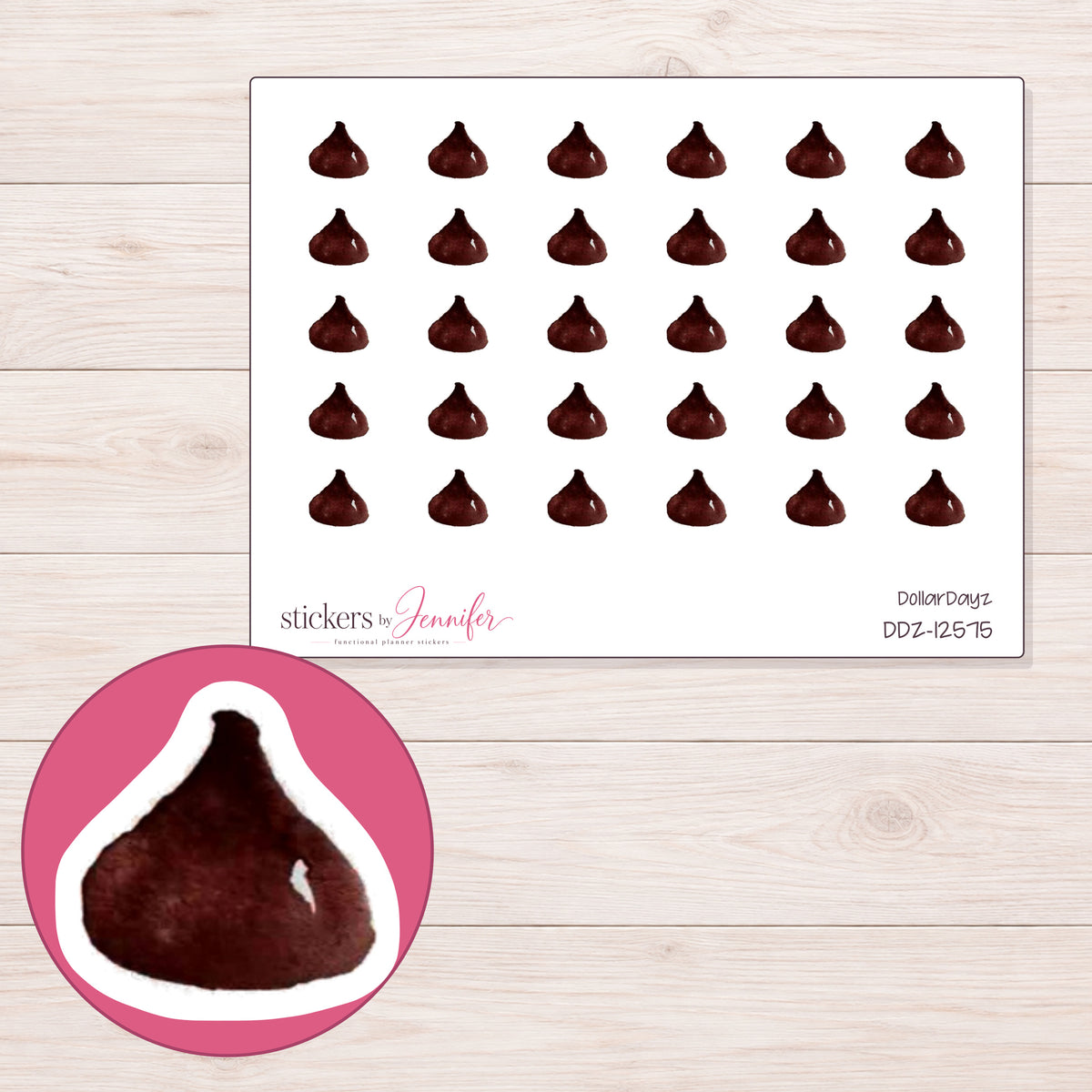 DDZ-12575 planner sticker sheet with enlarged sticker detail