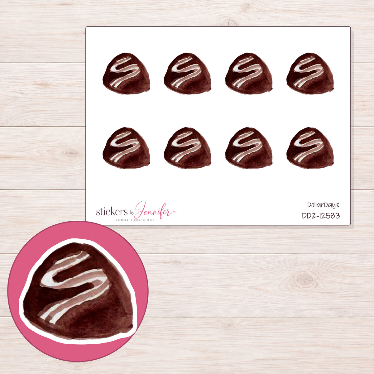 DDZ-12583 planner sticker sheet with enlarged sticker detail