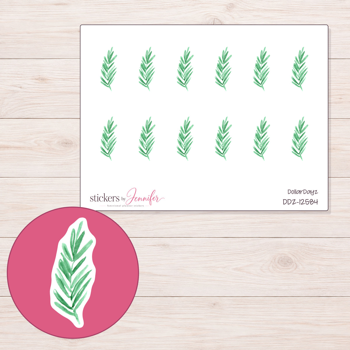 DDZ-12584 planner sticker sheet with enlarged sticker detail