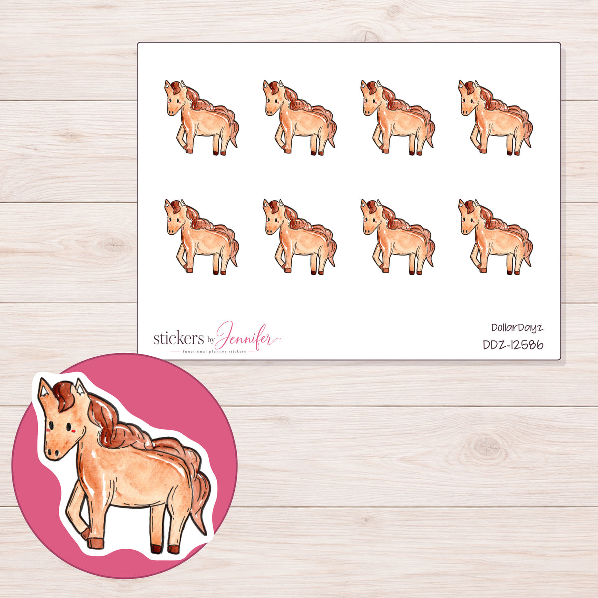 DDZ-12586 planner sticker sheet with enlarged sticker detail