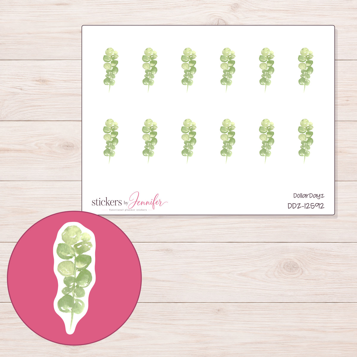 DDZ-12592 planner sticker sheet with enlarged sticker detail