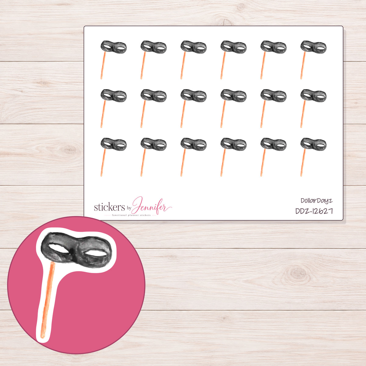 DDZ-12627 planner sticker sheet with enlarged sticker detail