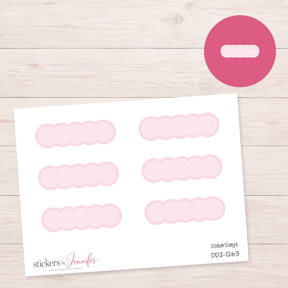 Soft Pink Scalloped Label Planner Stickers | DDZ-1263