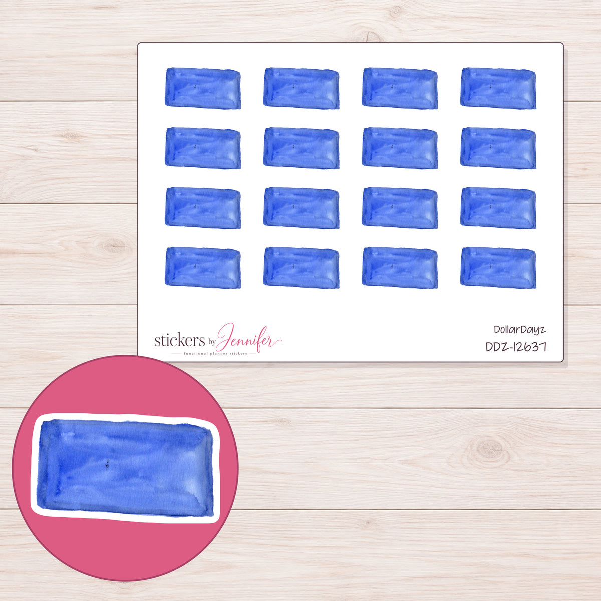 DDZ-12637 planner sticker sheet with enlarged sticker detail