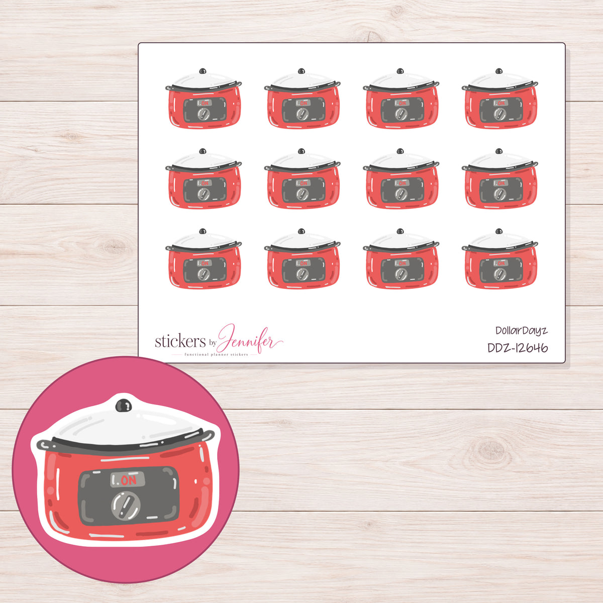 DDZ-12646 planner sticker sheet with enlarged sticker detail