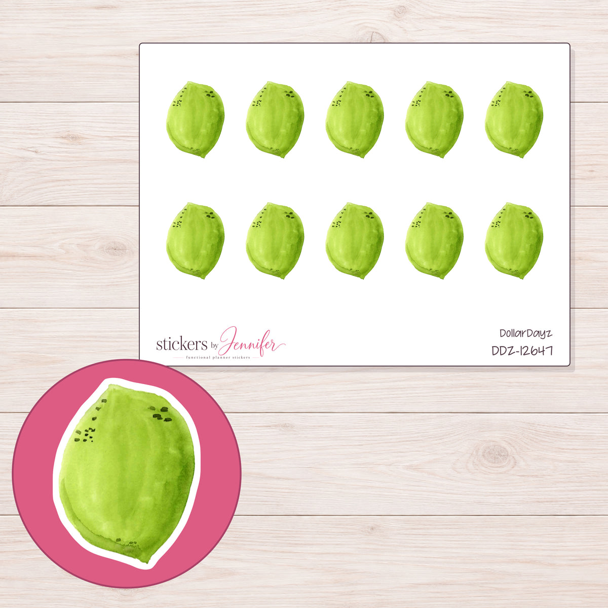 DDZ-12647 planner sticker sheet with enlarged sticker detail