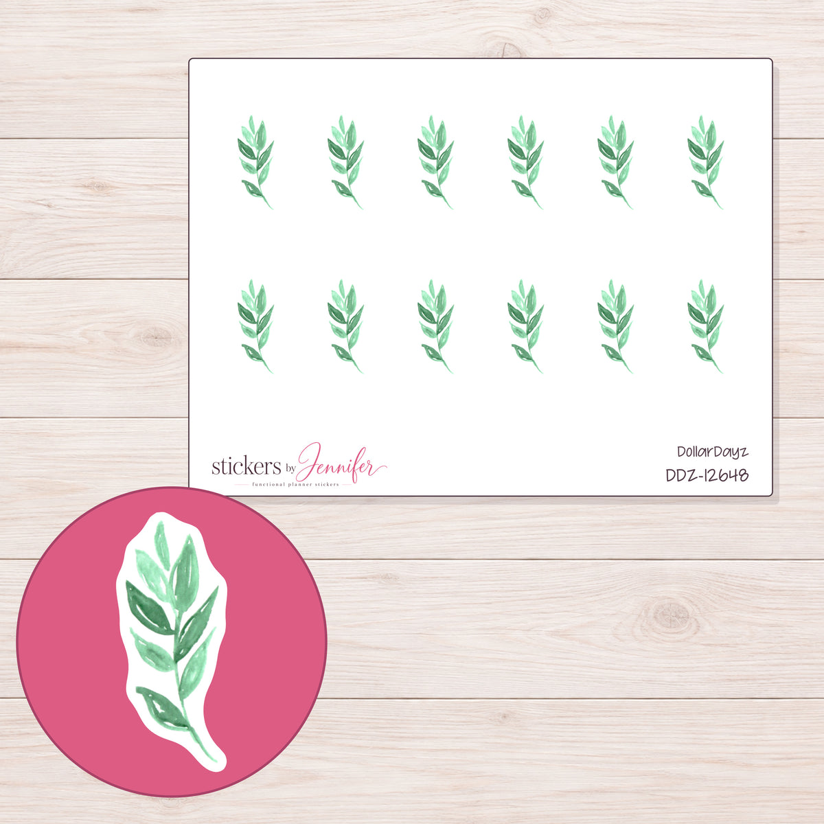 DDZ-12648 planner sticker sheet with enlarged sticker detail