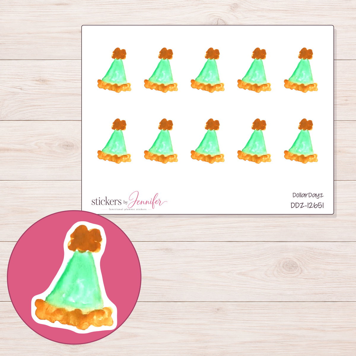 DDZ-12651 planner sticker sheet with enlarged sticker detail