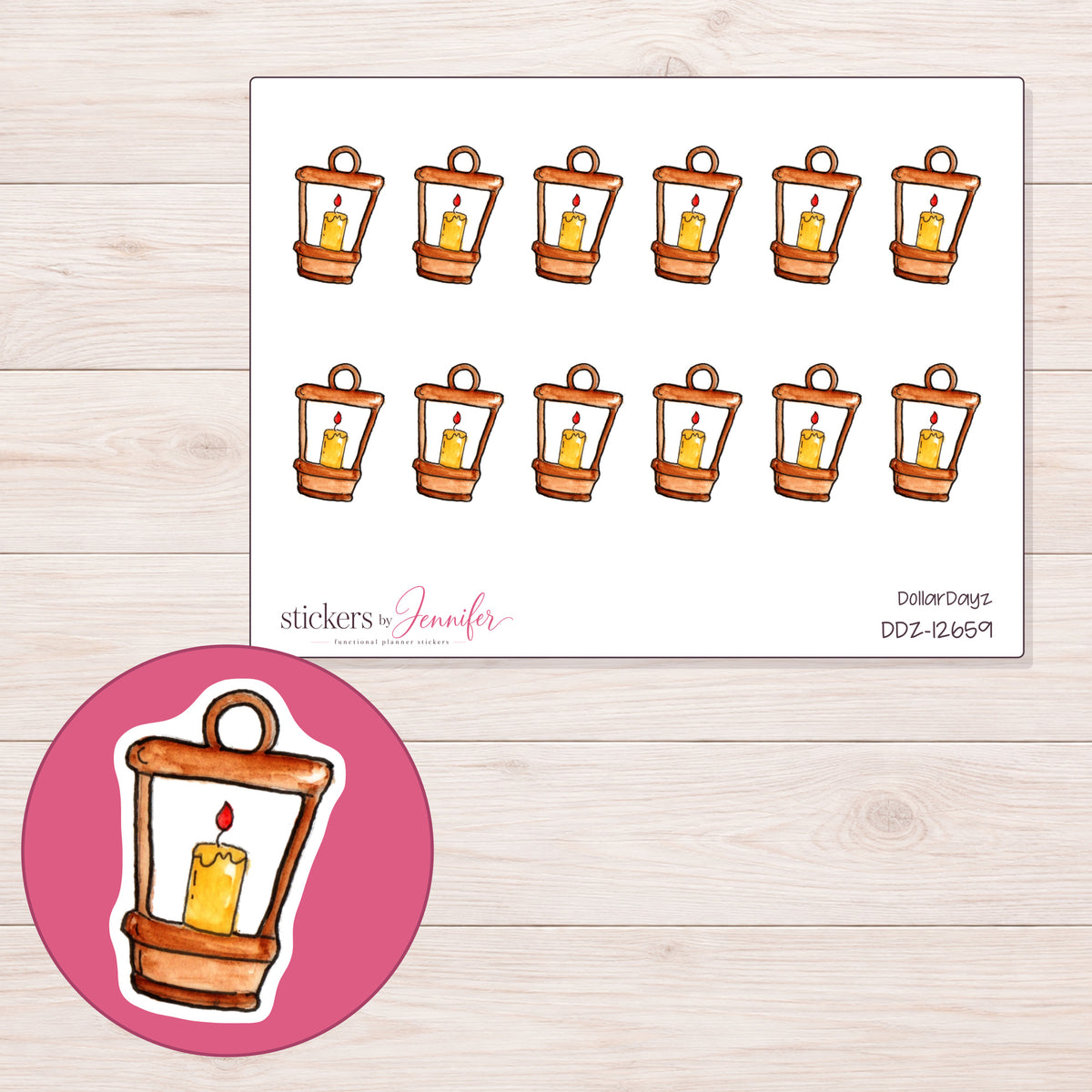 DDZ-12659 planner sticker sheet with enlarged sticker detail