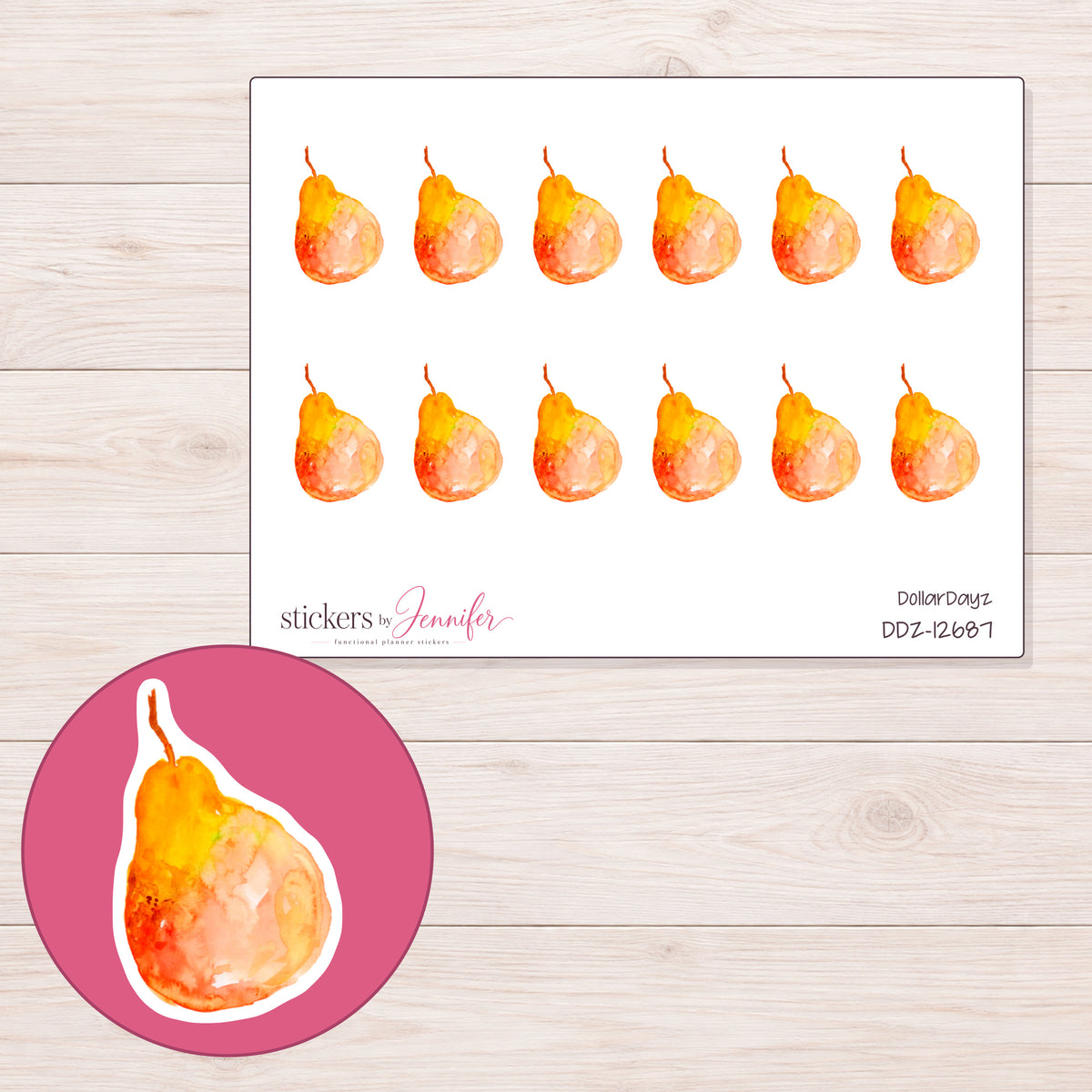 DDZ-12687 planner sticker sheet with enlarged sticker detail