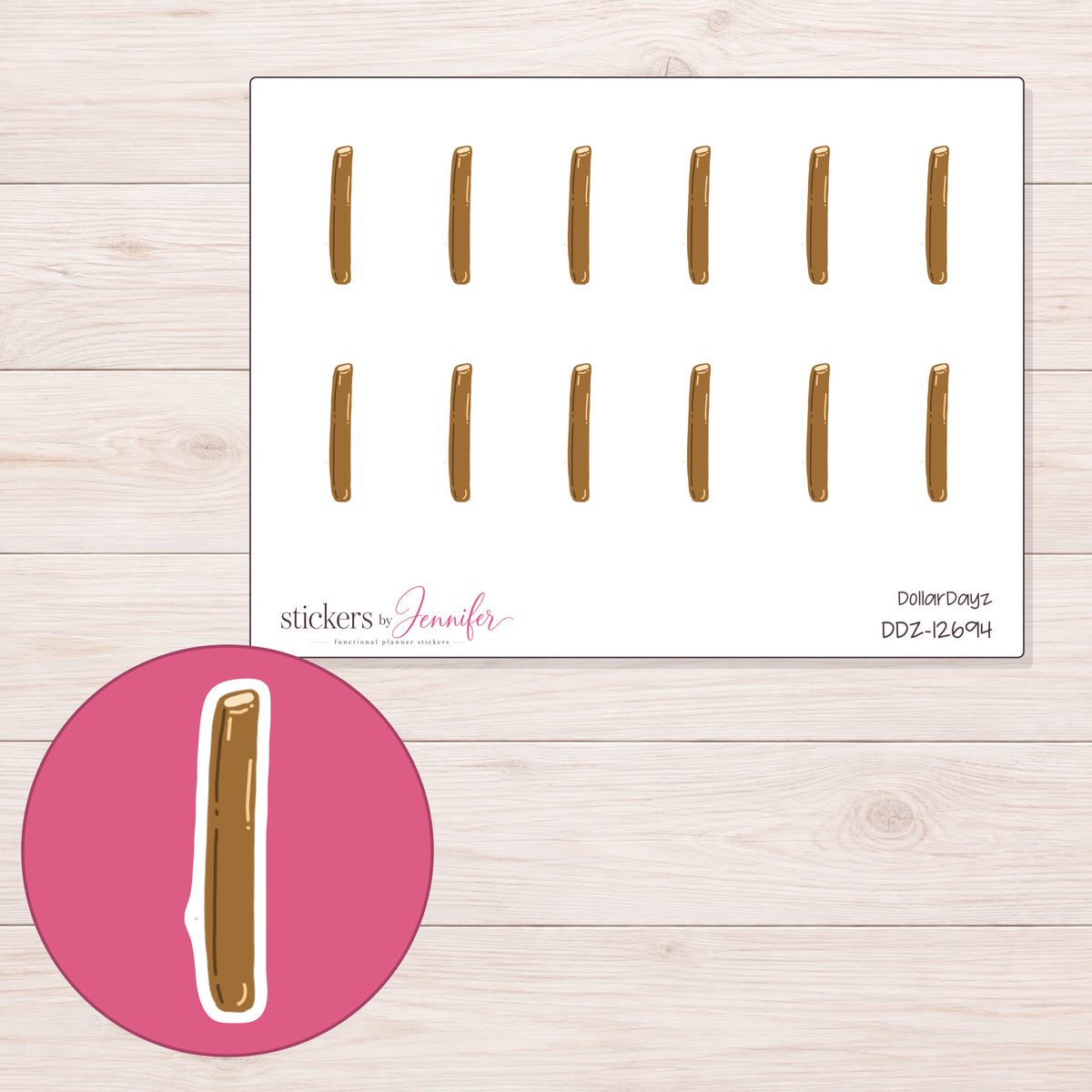 DDZ-12694 planner sticker sheet with enlarged sticker detail