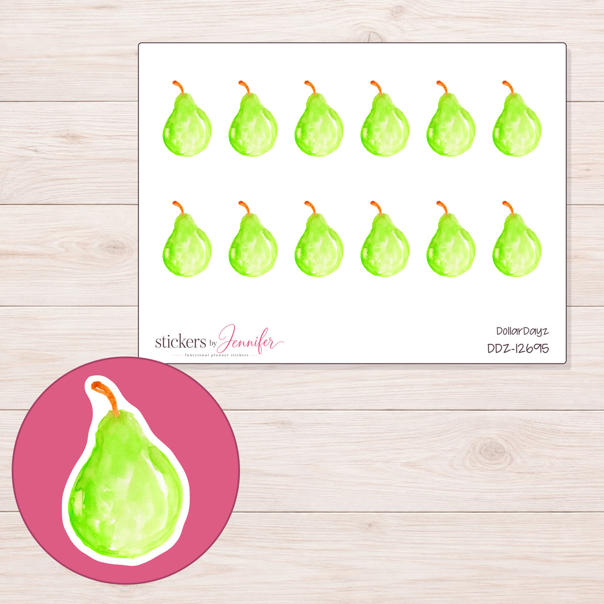 DDZ-12695 planner sticker sheet with enlarged sticker detail