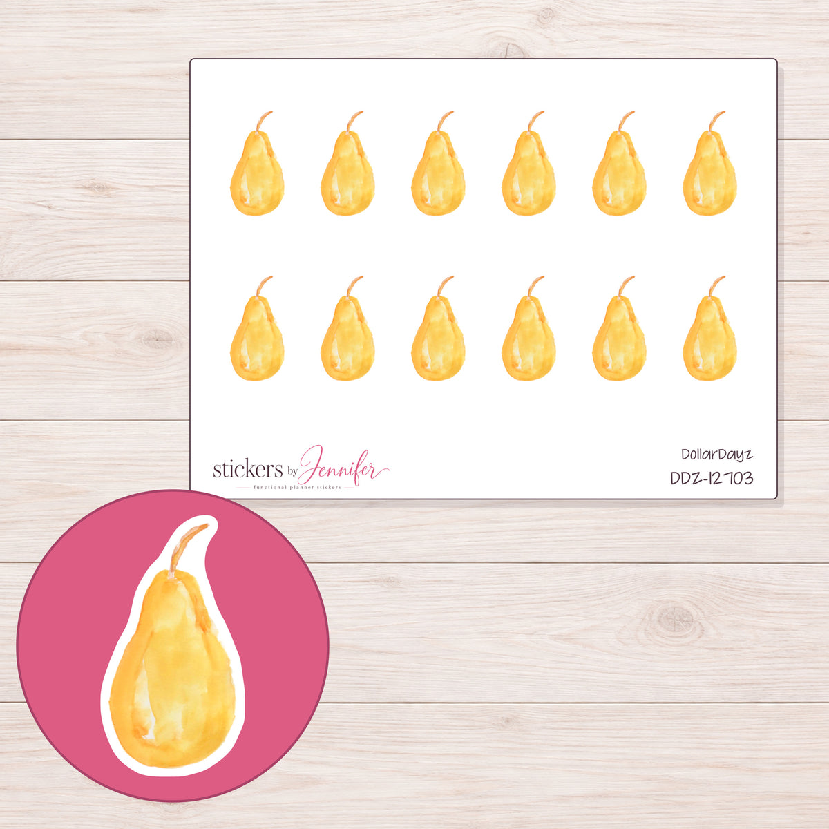 DDZ-12703 planner sticker sheet with enlarged sticker detail