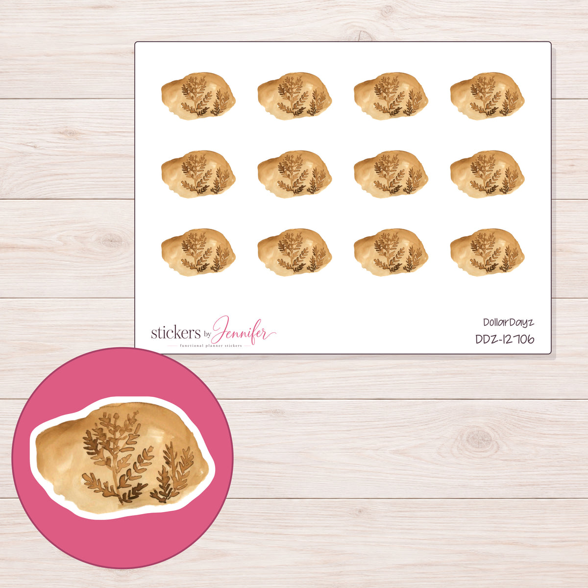 DDZ-12706 planner sticker sheet with enlarged sticker detail
