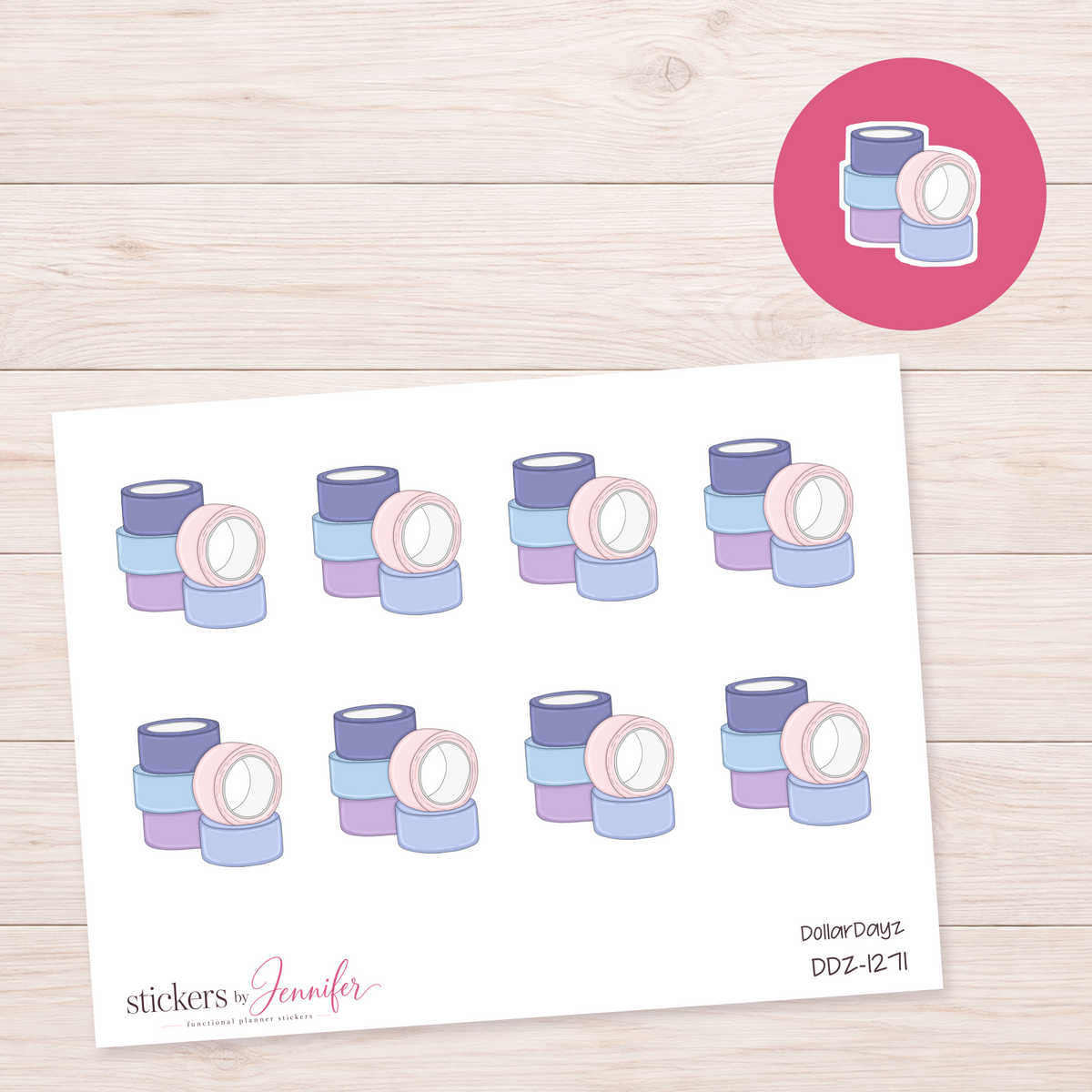 Pastel Tape Stack Planner Stickers | DDZ-1271
