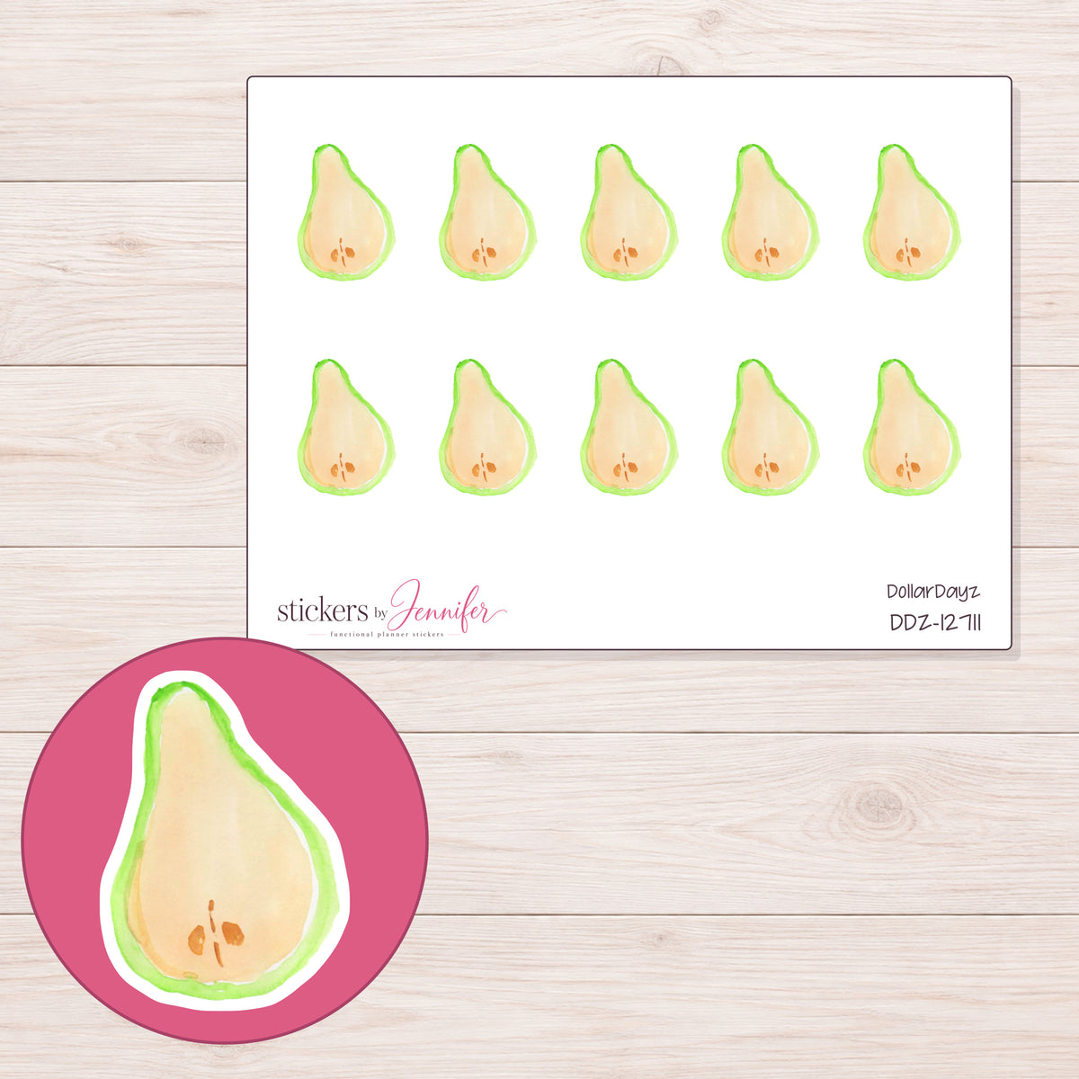 DDZ-12711 planner sticker sheet with enlarged sticker detail