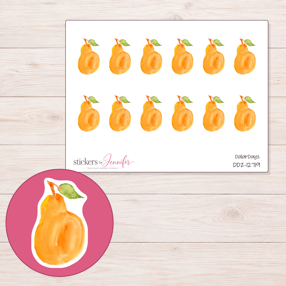 DDZ-12719 planner sticker sheet with enlarged sticker detail