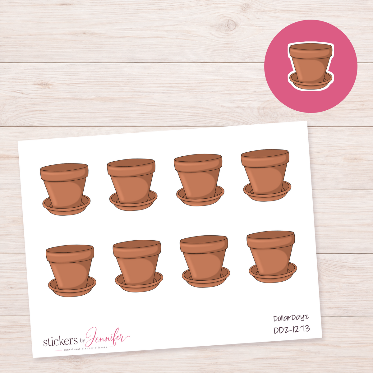 Terracotta Flowerpot Planner Stickers | DDZ-1273