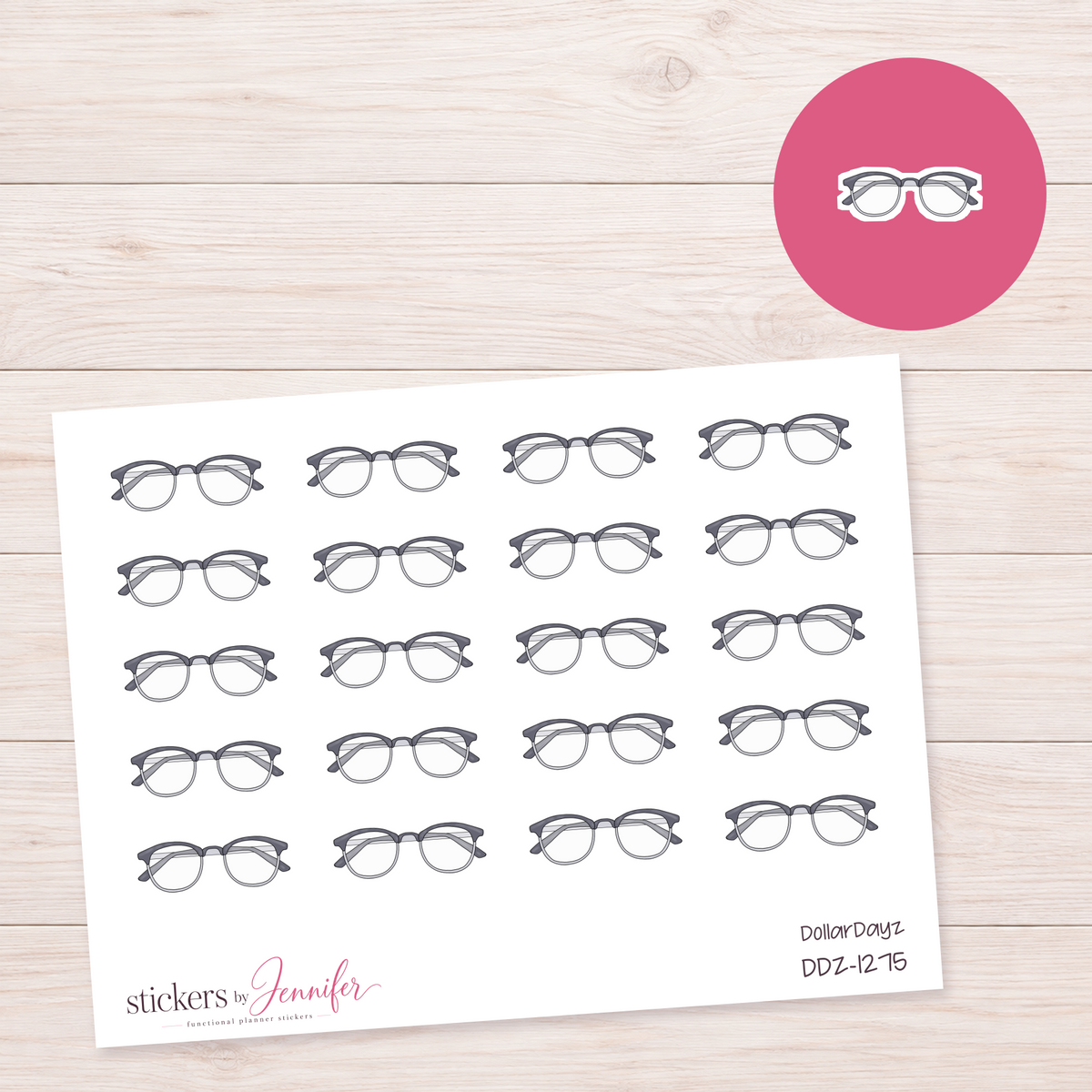 Gray Glasses Planner Stickers | DDZ-1275