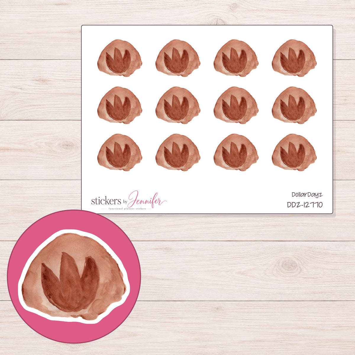 DDZ-12770 planner sticker sheet with enlarged sticker detail
