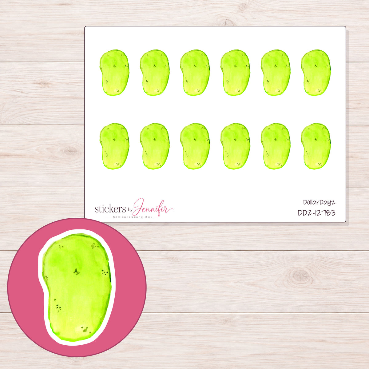 DDZ-12783 planner sticker sheet with enlarged sticker detail