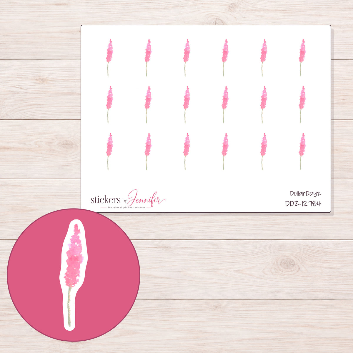 DDZ-12784 planner sticker sheet with enlarged sticker detail
