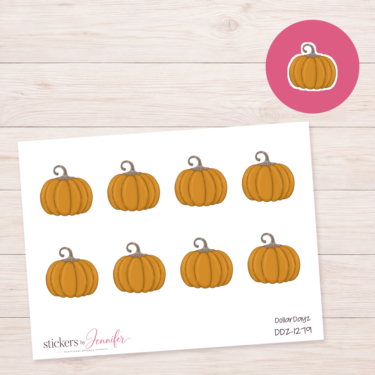 Golden Pumpkin Planner Stickers | DDZ-1279