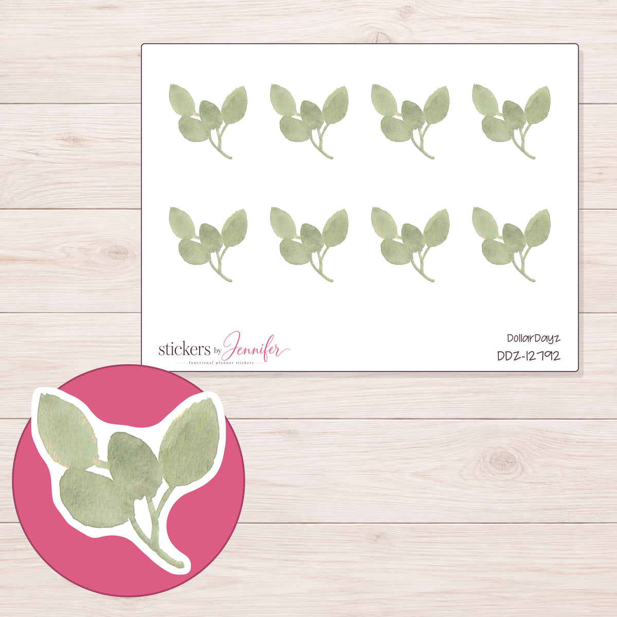 DDZ-12792 planner sticker sheet with enlarged sticker detail