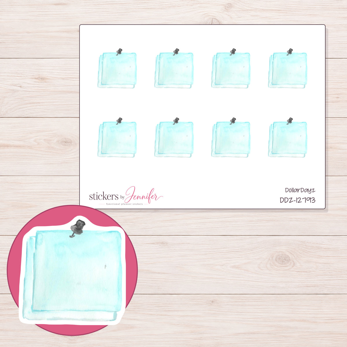 DDZ-12793 planner sticker sheet with enlarged sticker detail