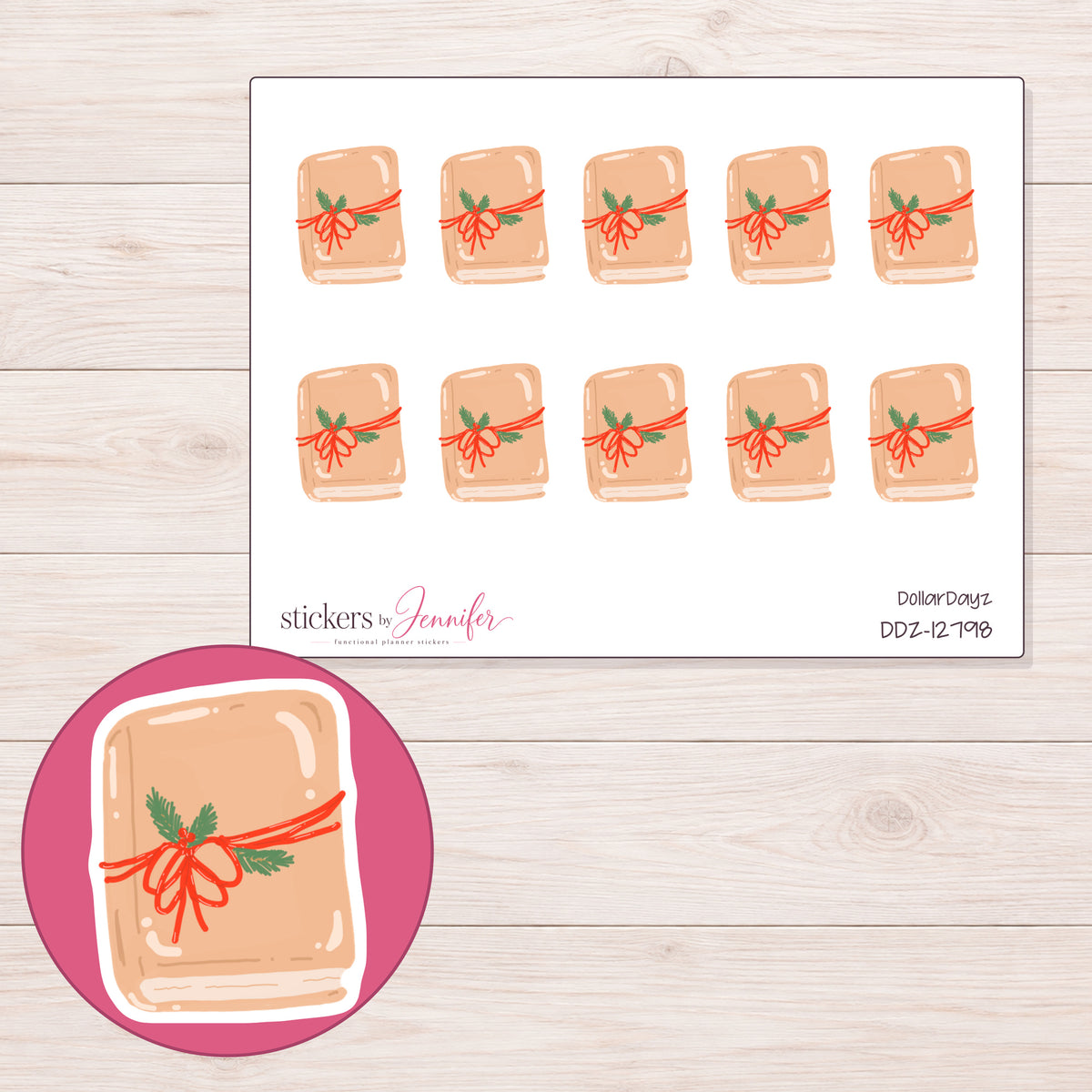 DDZ-12798 planner sticker sheet with enlarged sticker detail
