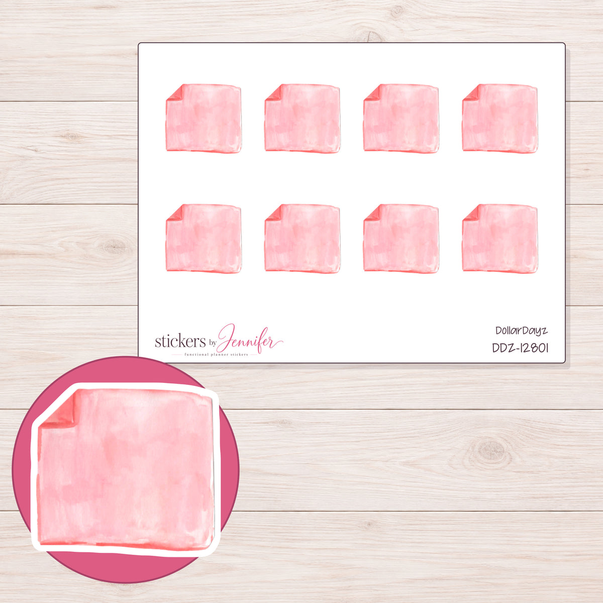 DDZ-12801 planner sticker sheet with enlarged sticker detail