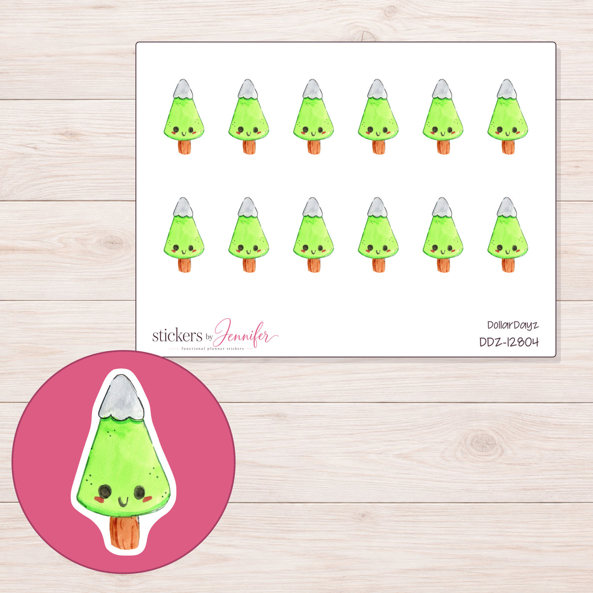 DDZ-12804 planner sticker sheet with enlarged sticker detail