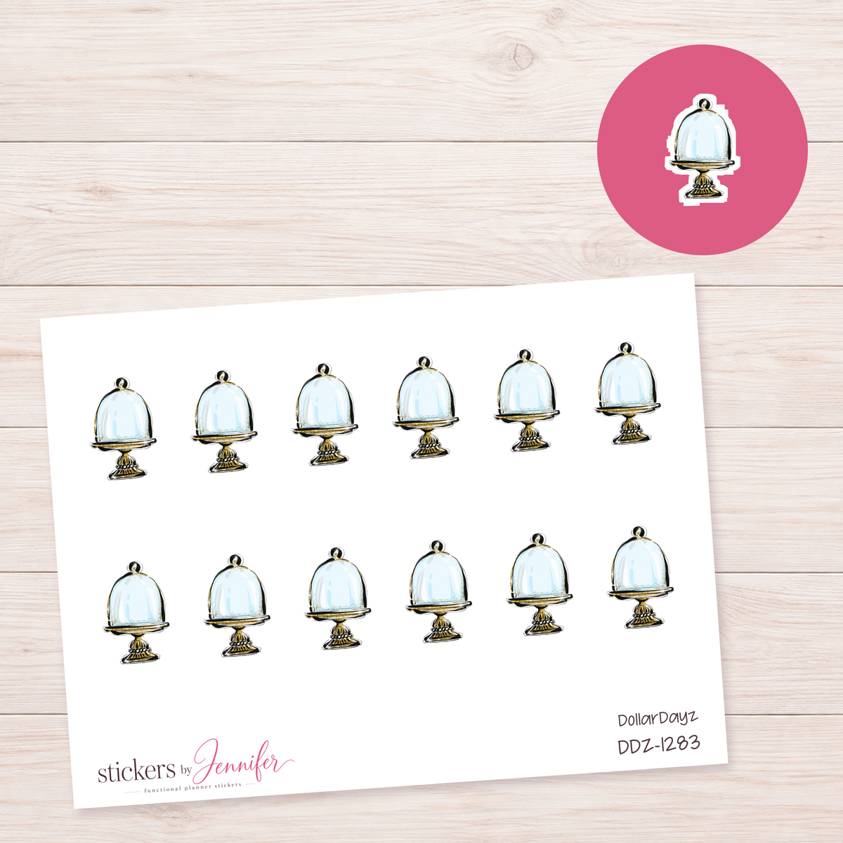 Glass Cloche Stand Planner Stickers | DDZ-1283