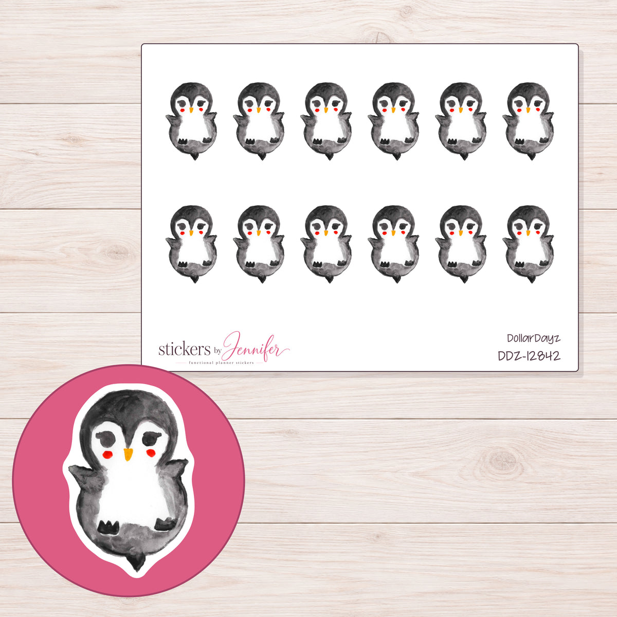 DDZ-12842 planner sticker sheet with enlarged sticker detail