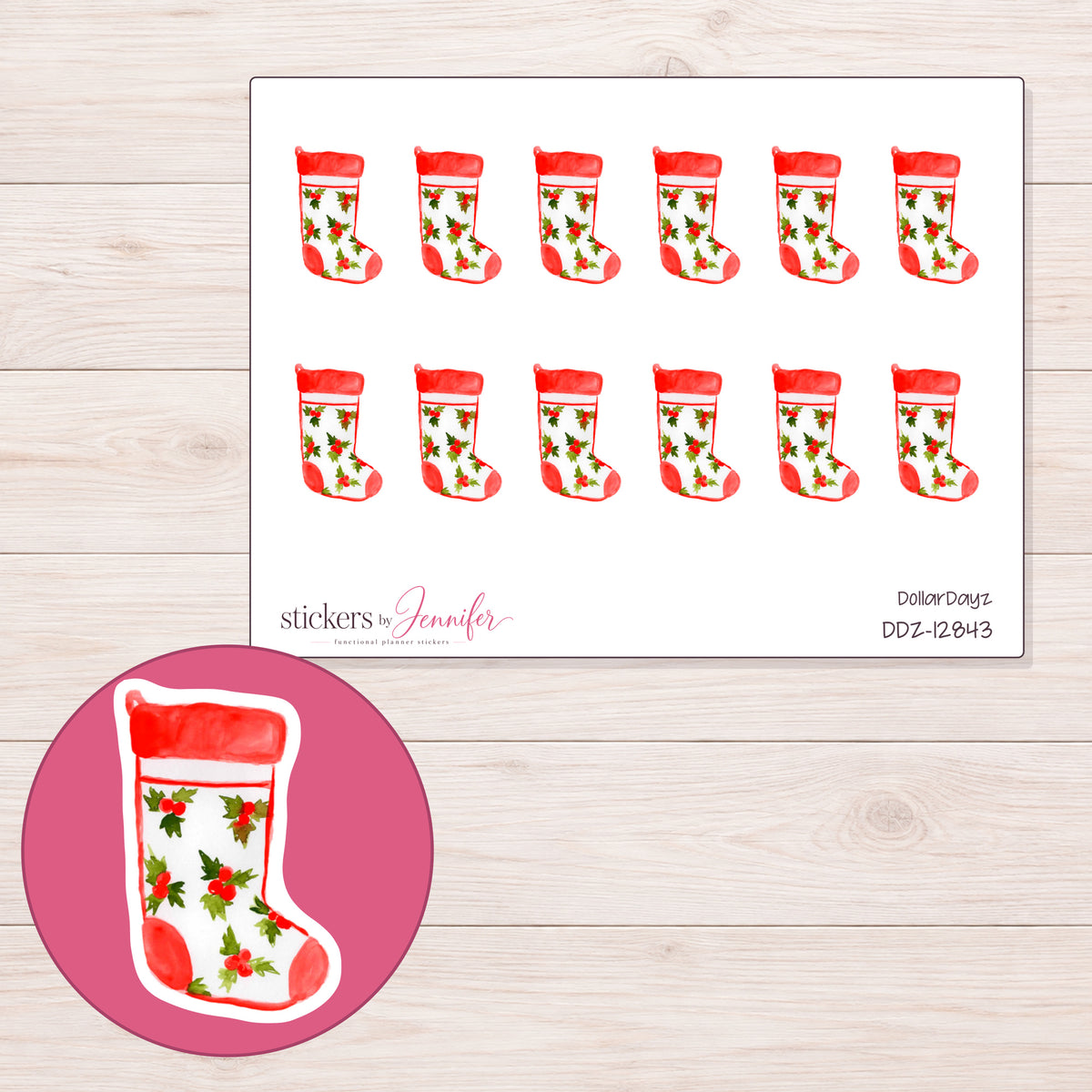 DDZ-12843 planner sticker sheet with enlarged sticker detail