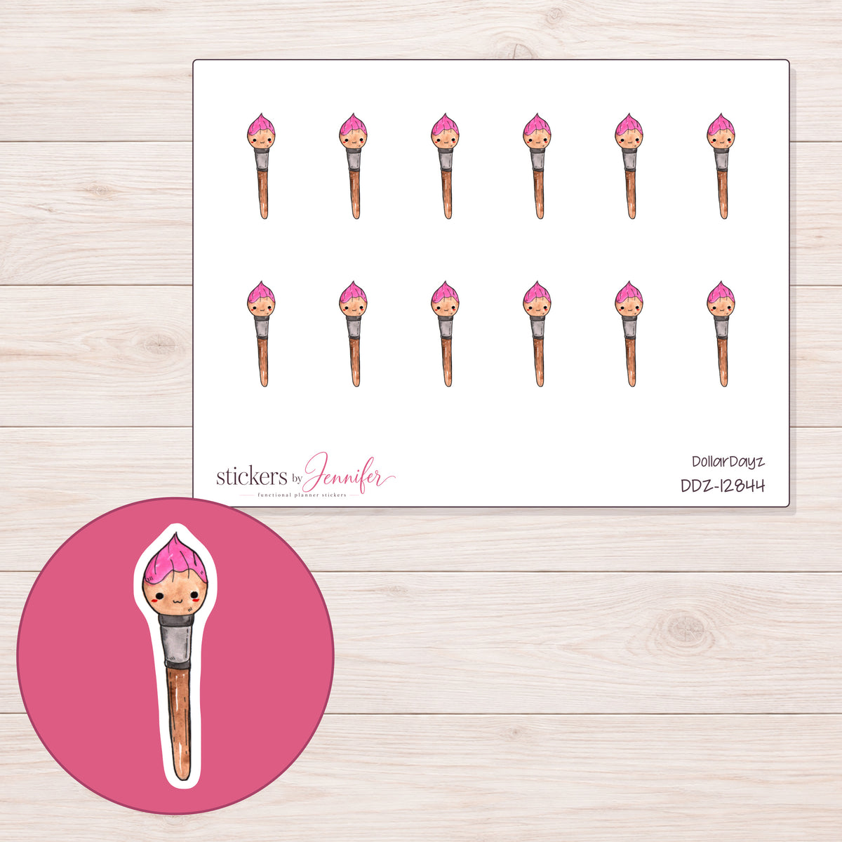 DDZ-12844 planner sticker sheet with enlarged sticker detail