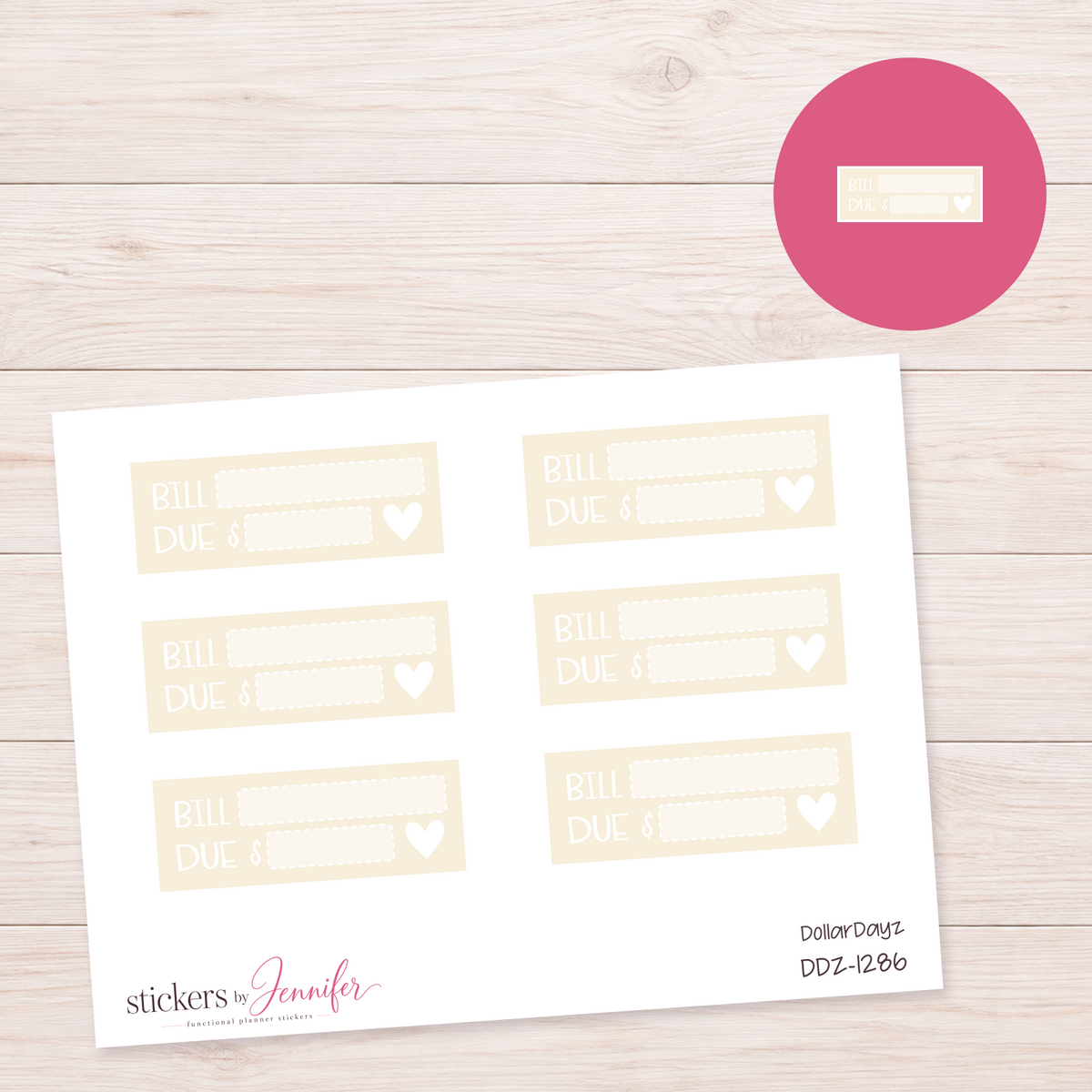 Cream Bill Due Label Planner Stickers | DDZ-1286