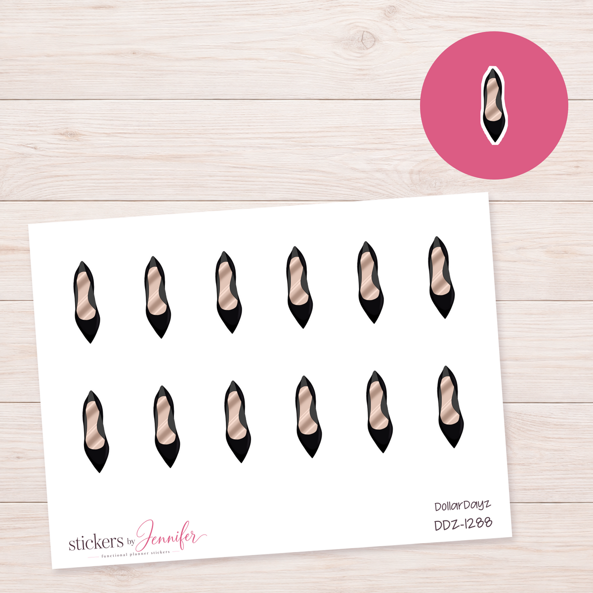 Black Ballet Flat Planner Stickers | DDZ-1288