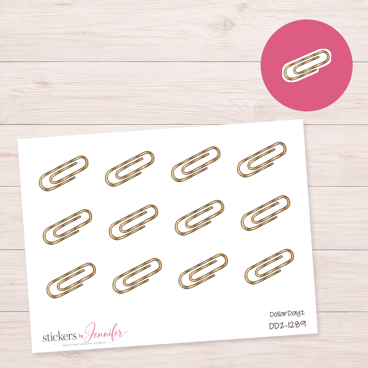 Gold Paper Clip Planner Stickers | DDZ-1289