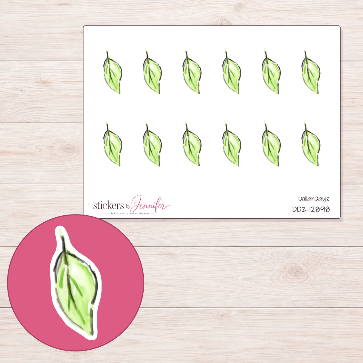 DDZ-12898 planner sticker sheet with enlarged sticker detail