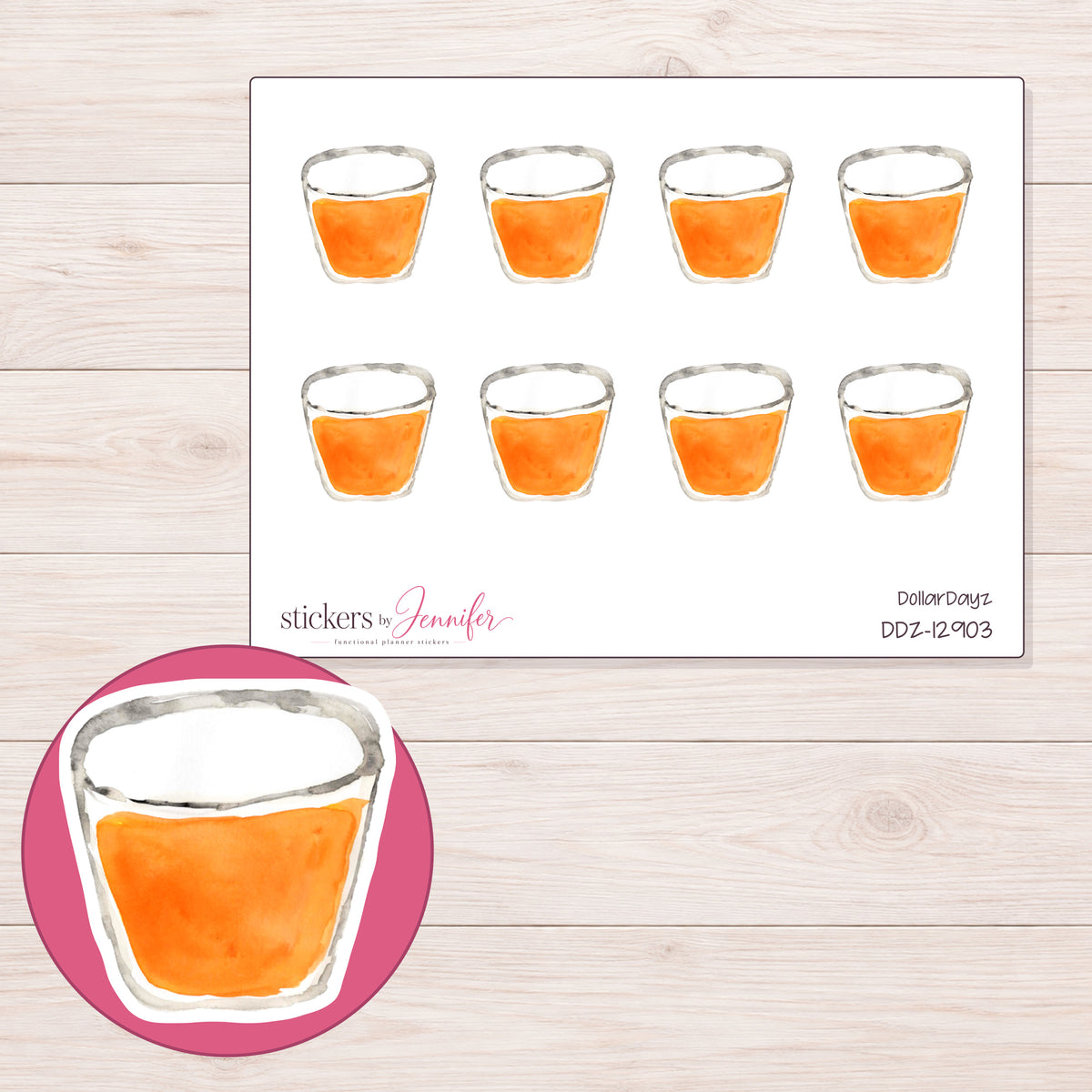 DDZ-12903 planner sticker sheet with enlarged sticker detail