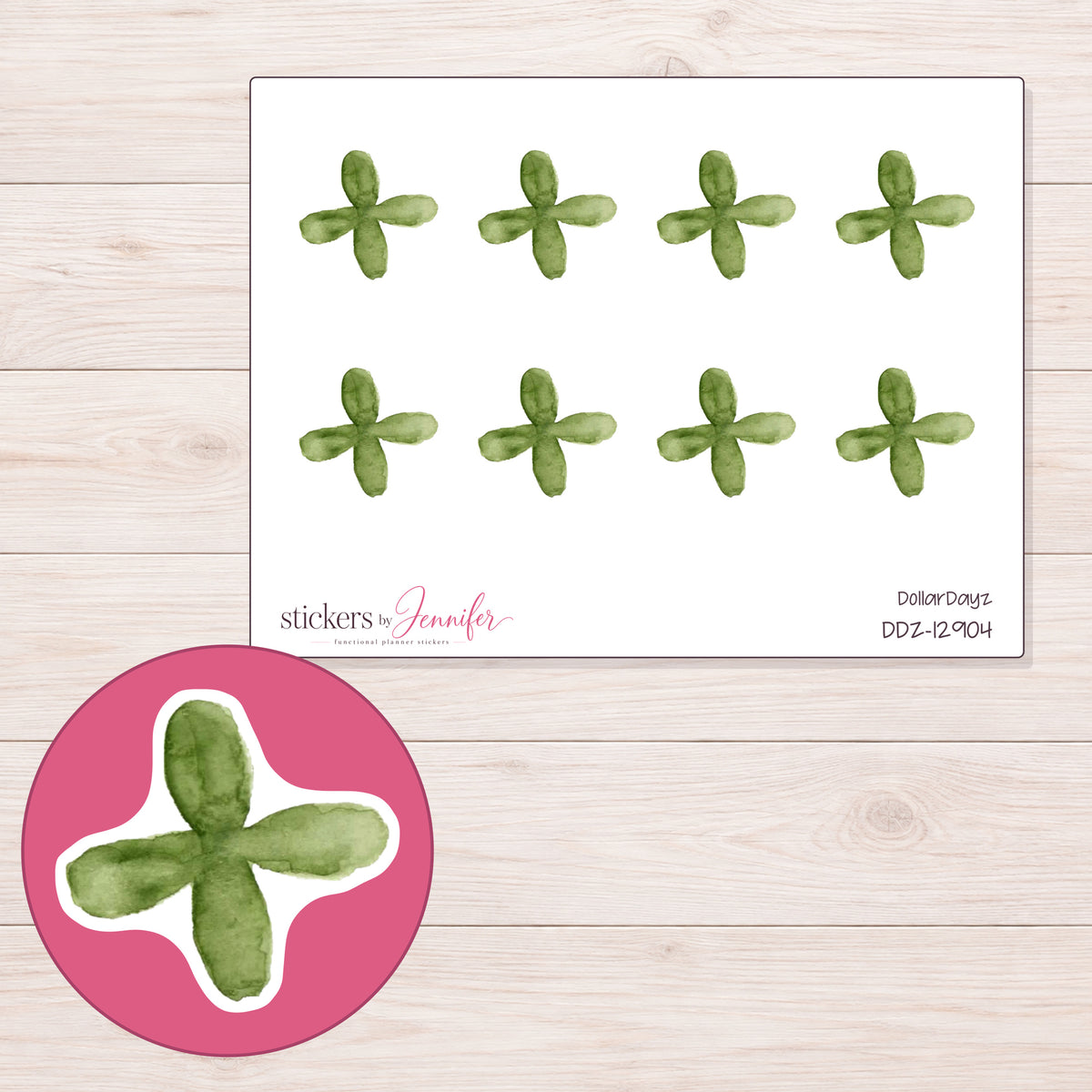 DDZ-12904 planner sticker sheet with enlarged sticker detail
