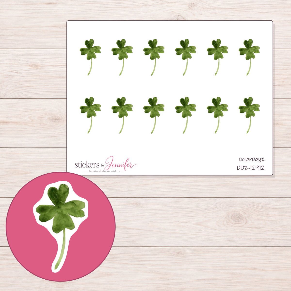 DDZ-12912 planner sticker sheet with enlarged sticker detail
