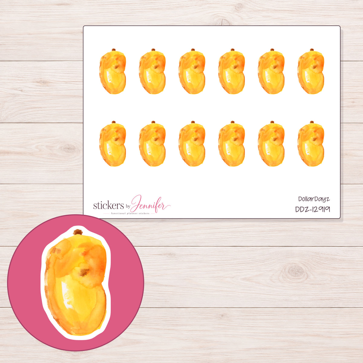 DDZ-12919 planner sticker sheet with enlarged sticker detail