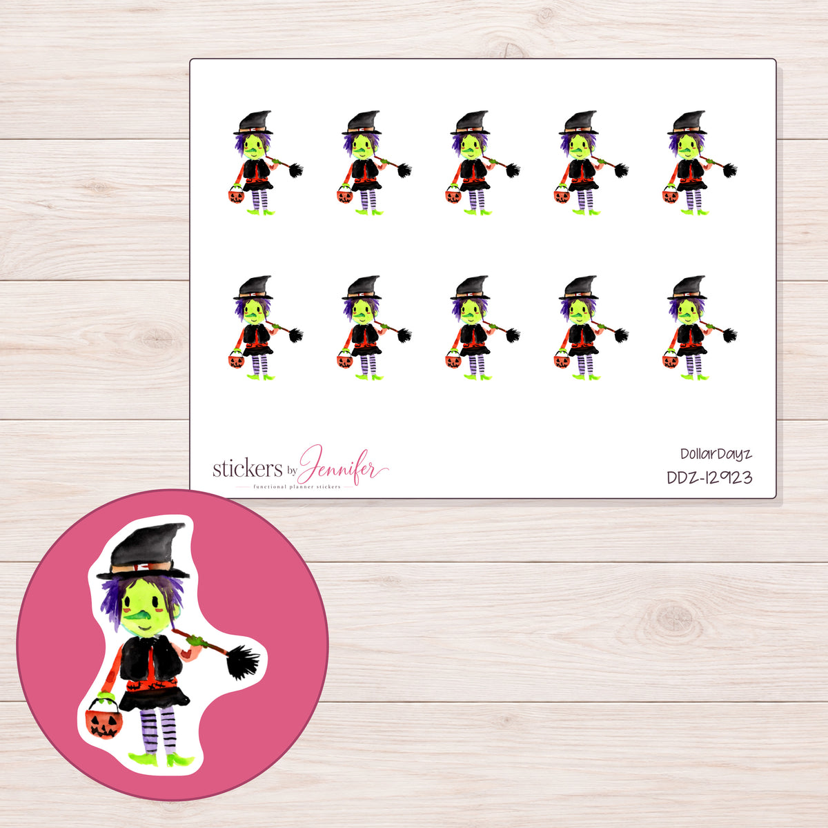 DDZ-12923 planner sticker sheet with enlarged sticker detail