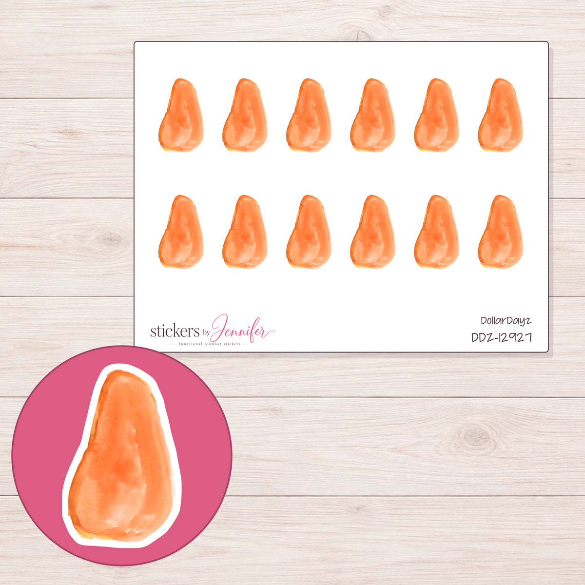 DDZ-12927 planner sticker sheet with enlarged sticker detail