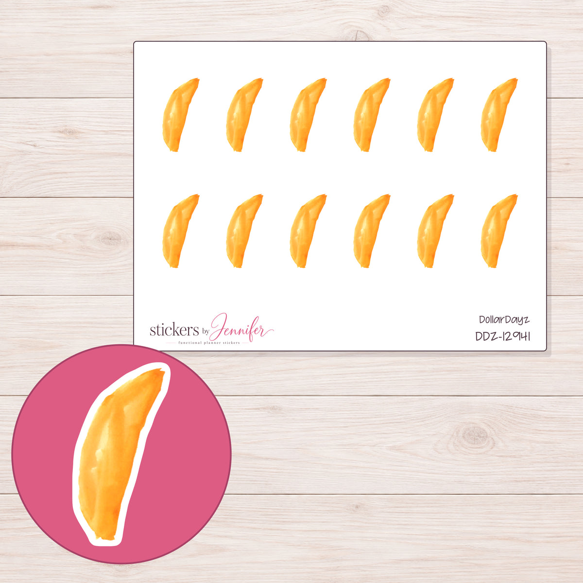DDZ-12941 planner sticker sheet with enlarged sticker detail