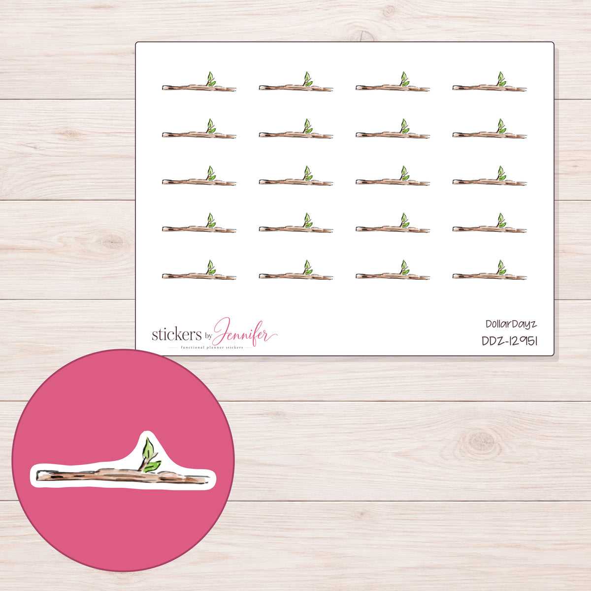DDZ-12951 planner sticker sheet with enlarged sticker detail
