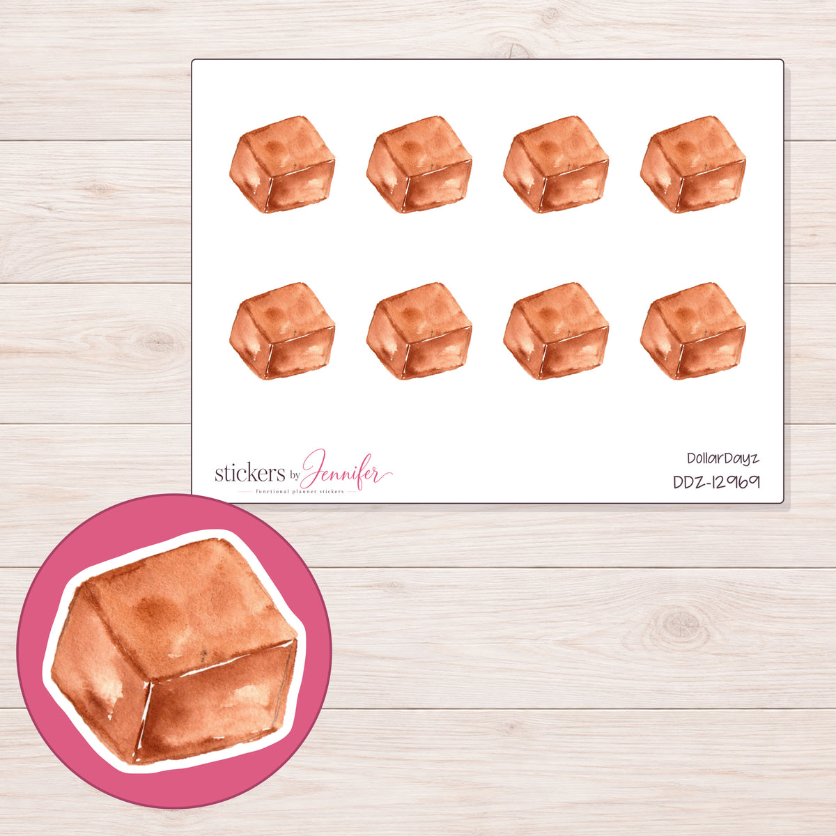 DDZ-12969 planner sticker sheet with enlarged sticker detail
